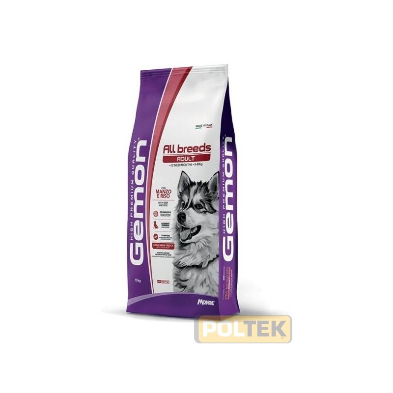GEMON CANE ALL BREEDS ADULT MANZO E RISO kg 15