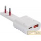 Caricatore usb emilia flat spina 10a 2p 250v - 1 presa usb tipo a 5v/3a, 9v/2a, 12v/1.5a qc18w + 1 presa usb tipoc 5v/3a, 9v/2a