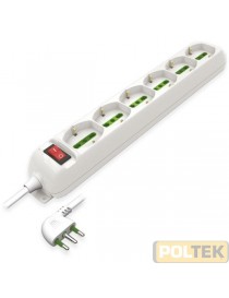 MULTIPRESA 6 POSTI 2P+T 16A SCHUKO C/INT. mt 1,5