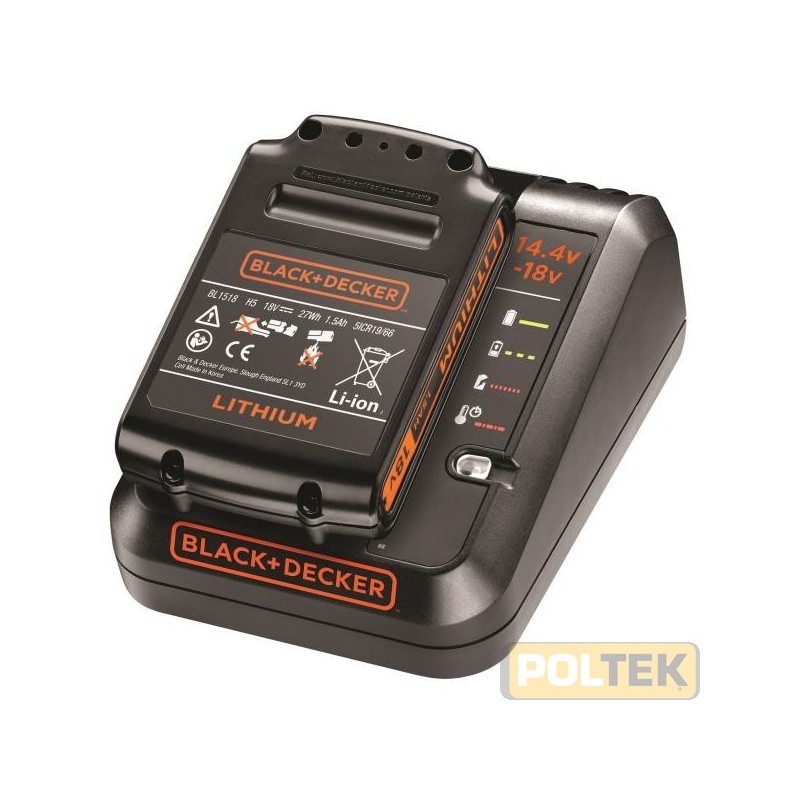 BLACK&DECKER BATTERIA LITIO KIT 18V 1,5Ah + CARICABATTERIA