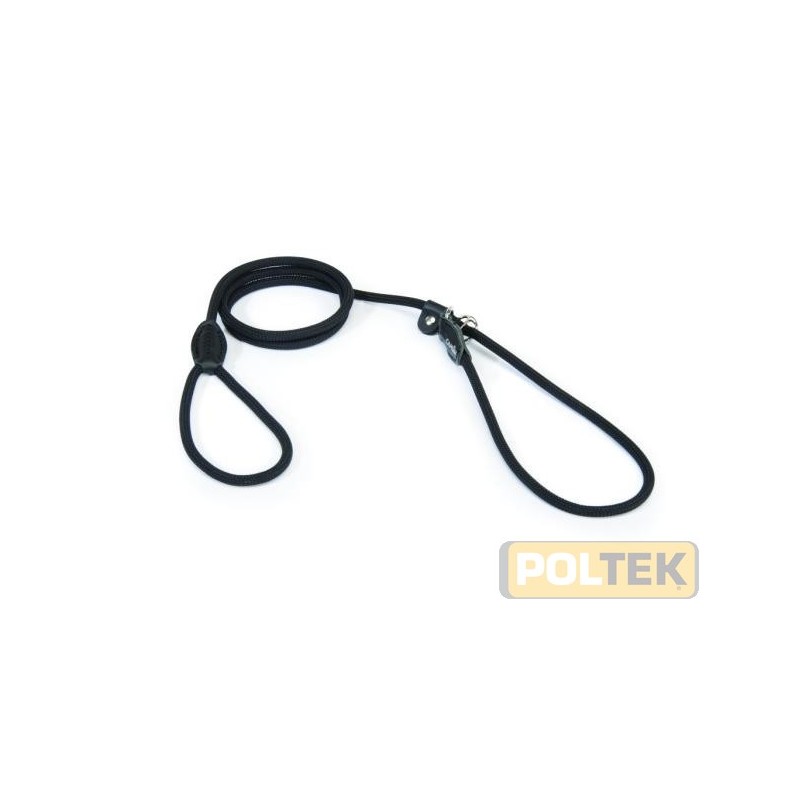 Guinzaglio a strangolo in corda con inserti in pelle.