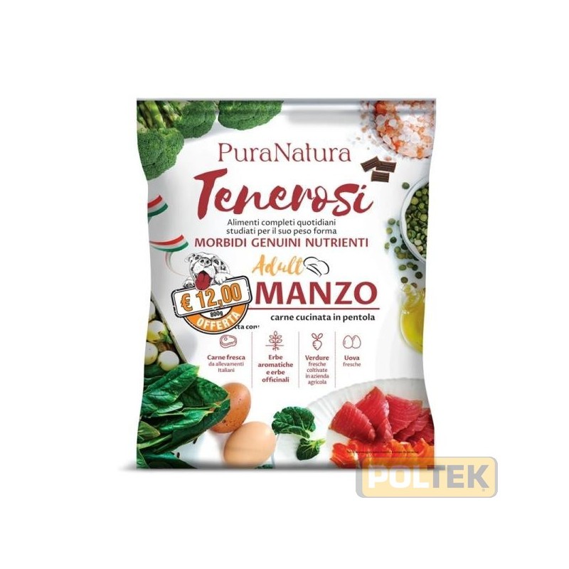 PURA NATURA CANE TENEROSI ADULT MEDIUM MANZO gr 800
