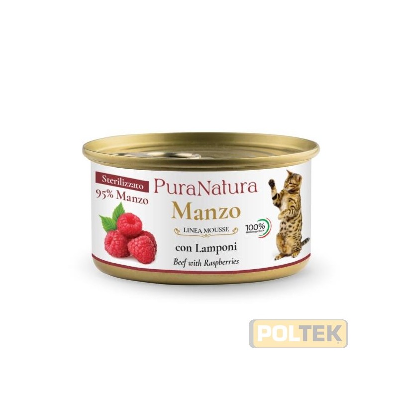 PURA NATURA GATTO STERILIZZATO MANZO LAMPONI gr 85