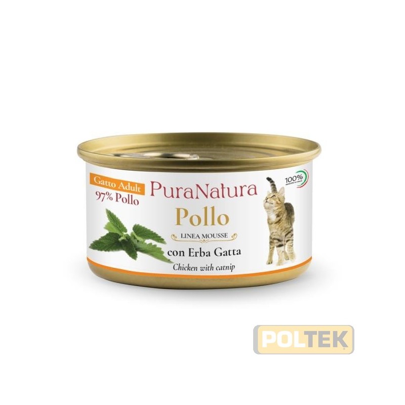 PURA NATURA GATTO STERILIZZATO POLLO ERBAGATTA gr 85