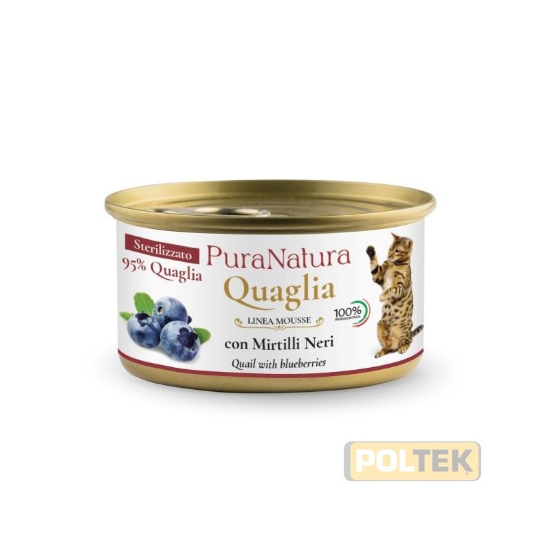 PURA NATURA GATTO STERILIZZATO QUAGLIA MIRTILLO gr 85
