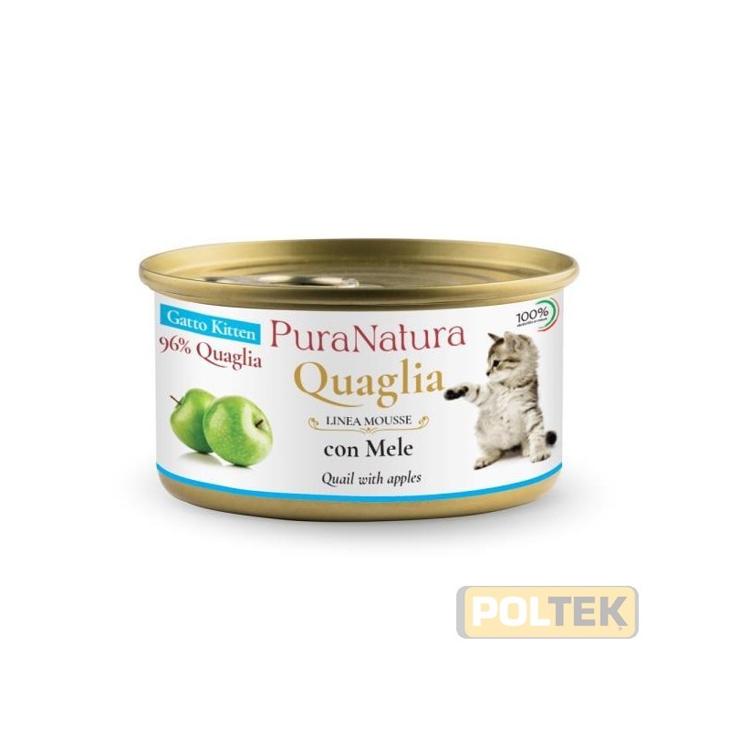 PURA NATURA GATTO KITTEN QUAGLIA MELA gr 85