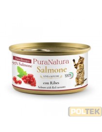 PURA NATURA GATTO STERILIZZATO SALMONE RIBES gr 85