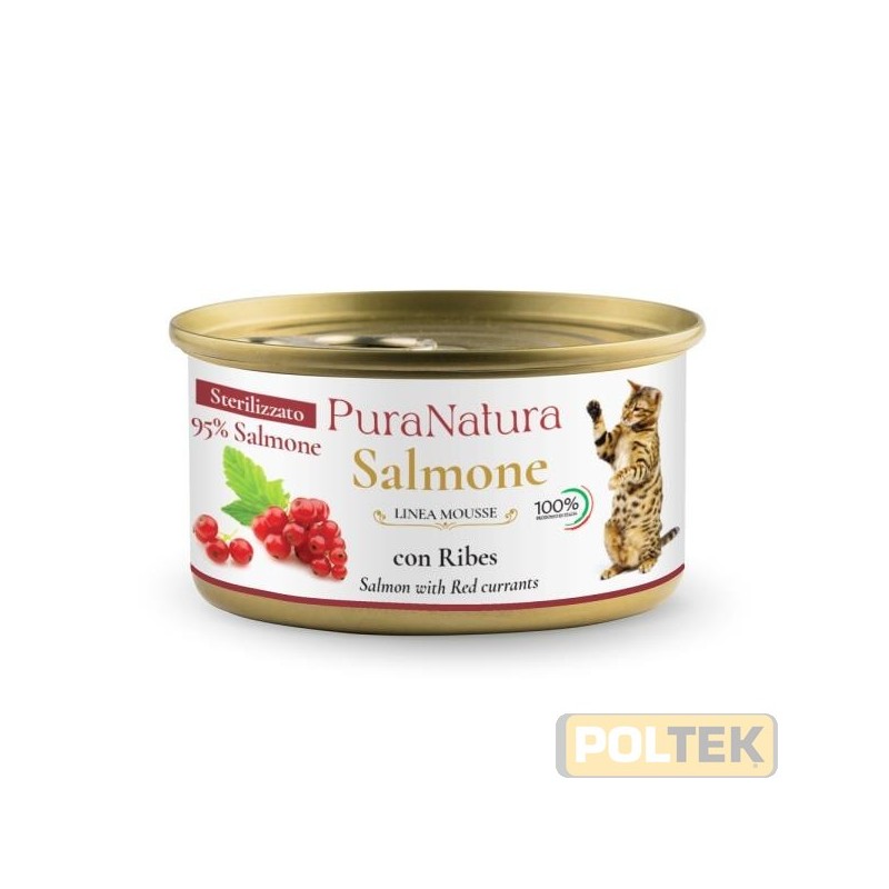 PURA NATURA GATTO STERILIZZATO SALMONE RIBES gr 85