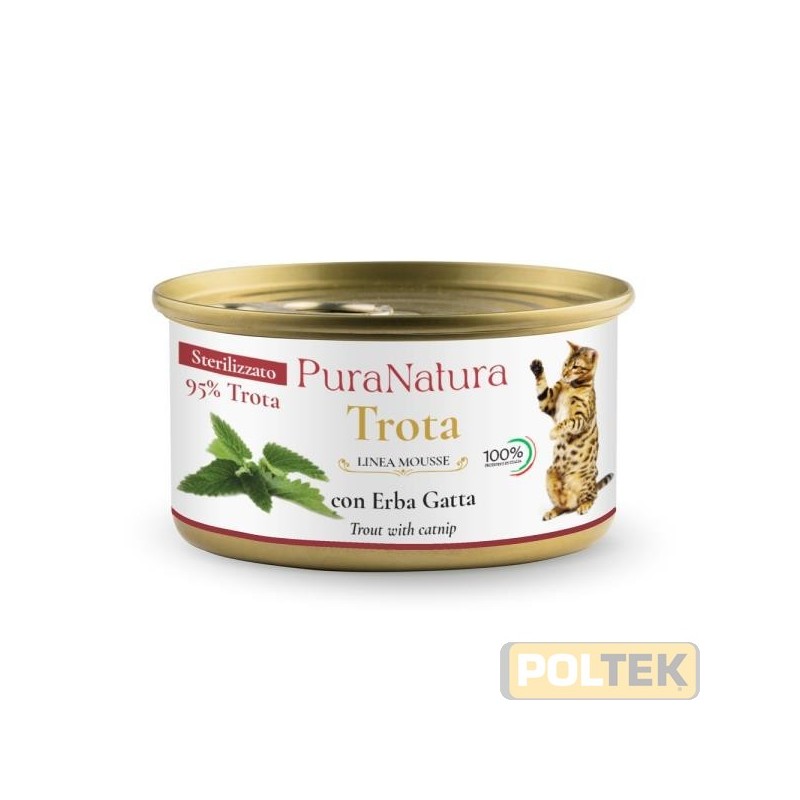 PURA NATURA GATTO STERILIZZATO TROTA ERBAGATTA gr 85