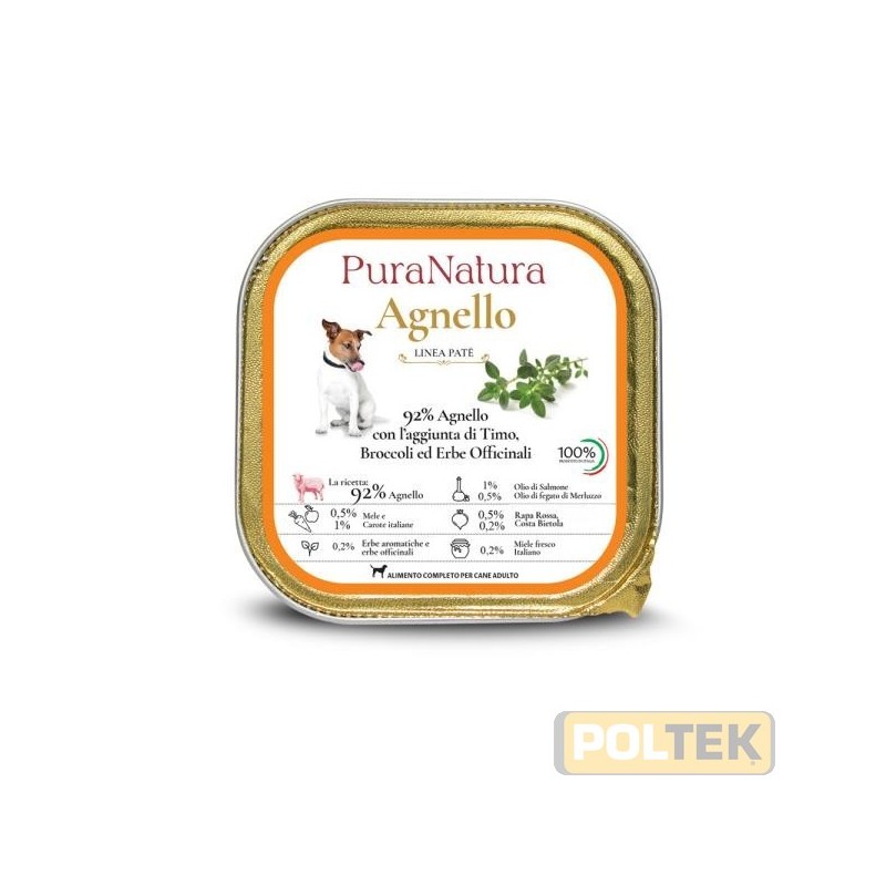 PURA NATURA CANE VASCHETTA ADULT AGNELLO TIMO gr 150