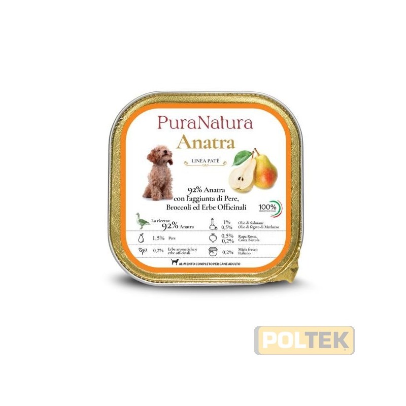 PURA NATURA CANE VASCHETTA ADULT ANATRA PERE gr 150