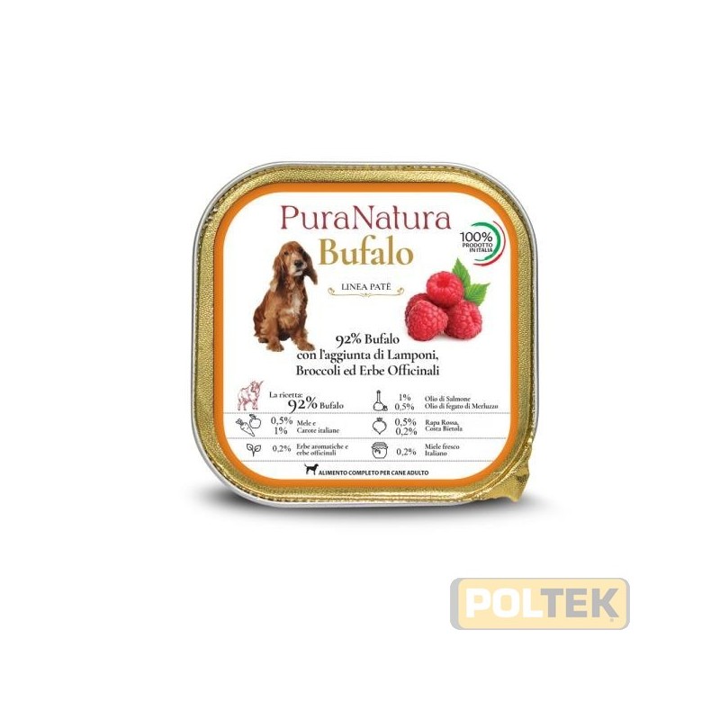 PURA NATURA CANE VASCHETTA ADULT BUFALO LAMPONI gr 150