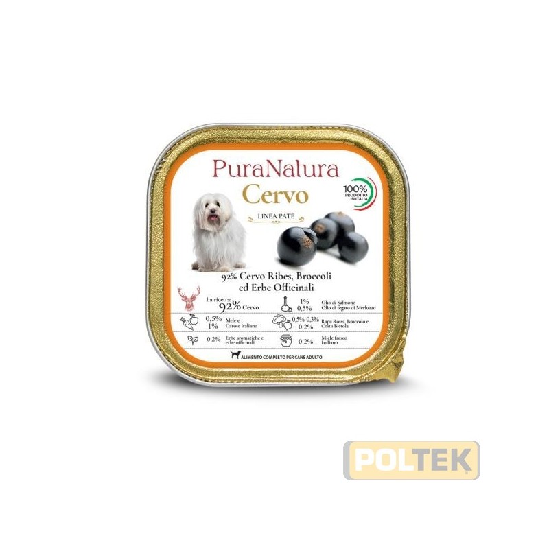 PURA NATURA CANE VASCHETTA ADULT CERVO RIBES gr 150
