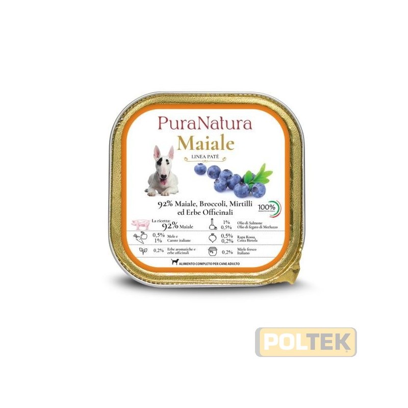 PURA NATURA CANE VASCHETTA ADULT MAIALE MIRTILLI gr 150