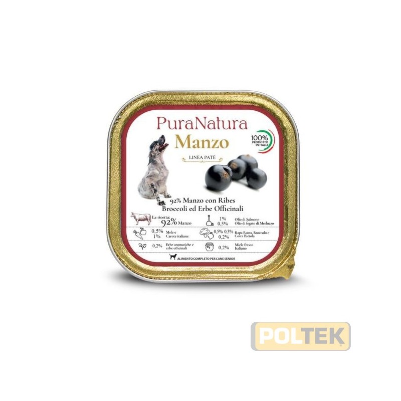 PURA NATURA CANE VASCHETTA SENIOR MANZO RIBES gr 150