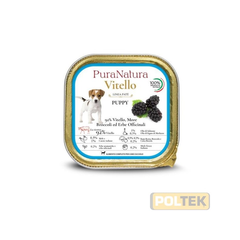 PURA NATURA CANE VASCHETTA PUPPY VITELLO E MORE gr 150