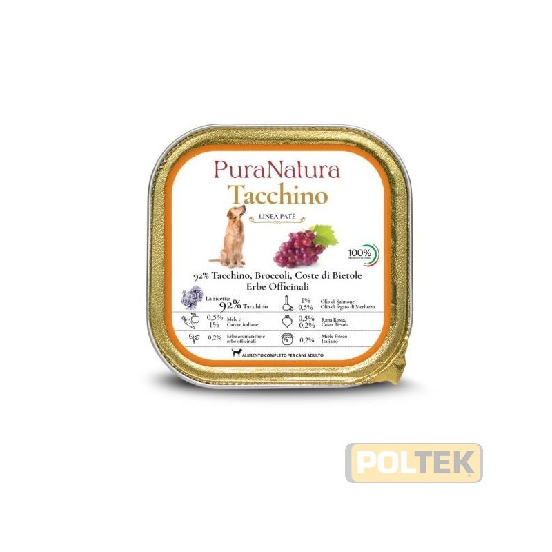 PURA NATURA CANE VASCHETTA ADULT TACCHINO UVA gr 150