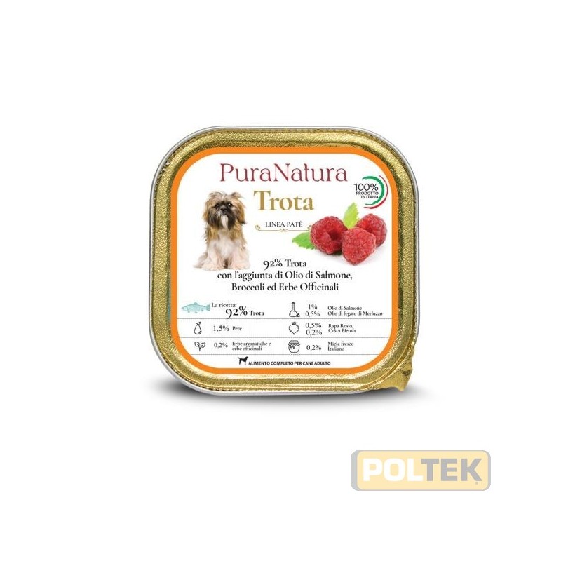 PURA NATURA CANE VASCHETTA ADULT TROTA LAMPONI gr 150