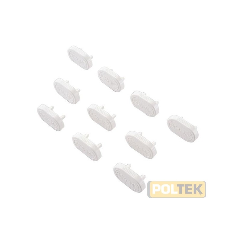 10 copripresa isolati per prese 10 A con alveoli non protetti. Realizzati in materiale termoplastico. Colore: bianco. Efficaci p