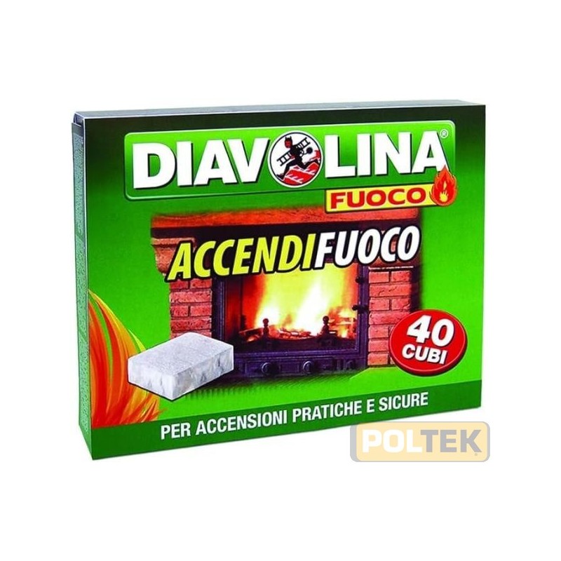 Diavolina Accendifuoco: 40 cubetti per avviare in un attimo l'accensione di stufe, cucine economiche e camini.