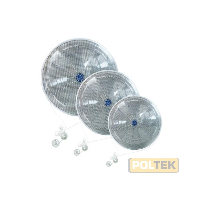 Aeratore da finestra ad effetto termico, realizzato in materiale termoplastico trasparente, apertura e chiusura manuale, con ret