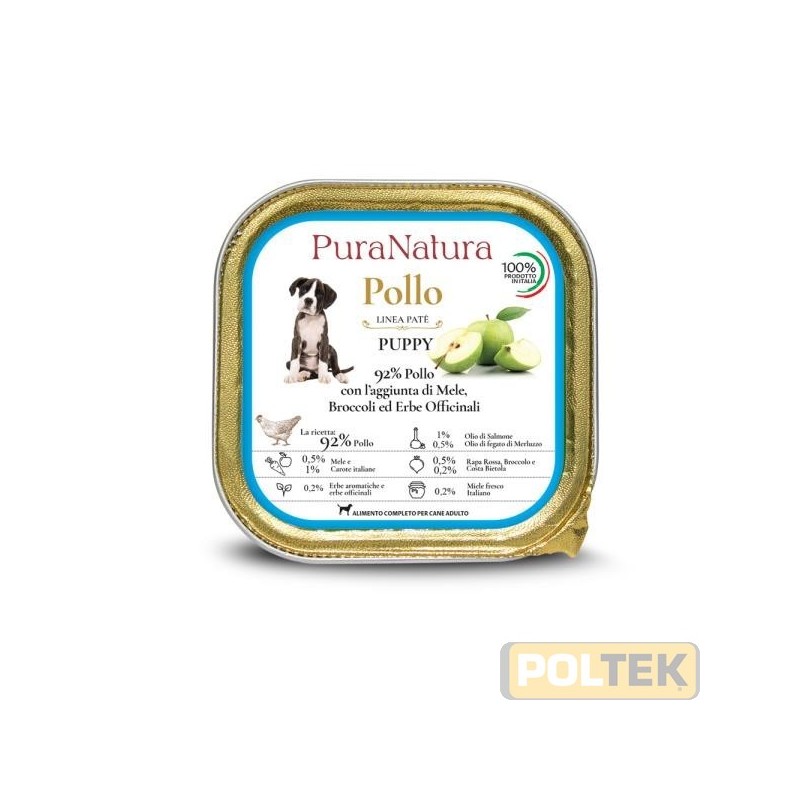 PURA NATURA CANE VASCHETTA PUPPY POLLO MELE gr 150