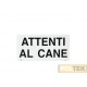 Targhe in metallo caratterizzate dalla scritta "Attenti al cane" e dall'immagine di un amico quattrozampe.
