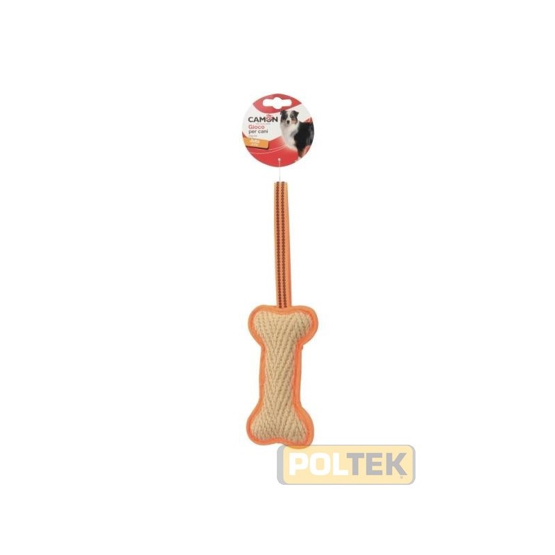 Utile e molto resistente, questo riportino a forma di osso in juta è dotato di una maniglia e rappresenta un valido supporto ne