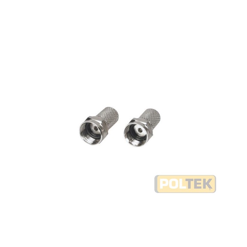 2 spine TV "tipo F" per impianti satellitari, adatte per cavi coassiali ø 5 mm. Colore: argento.