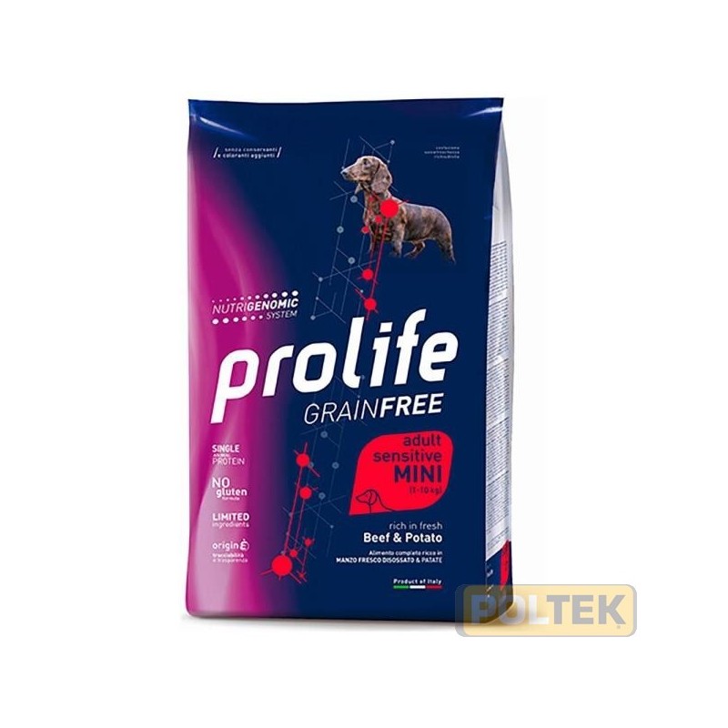 PROLIFE DOG GRAIN FREE SENSITIVE BEEF&PATATE MINI Kg 7
