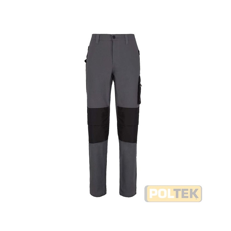 Pantalone con ginocchiere in cotone canvas elasticizzato e contrasti in poliestere Oxford resistente all'abrasione, tasca latera