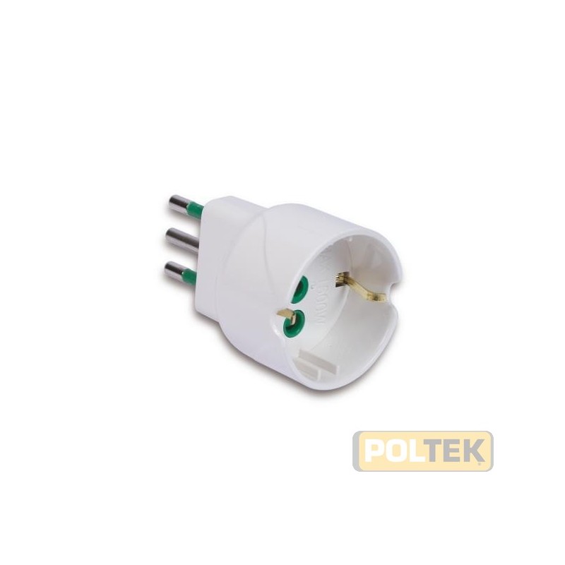 Adattatore semplice - Spina 2P+T 10A - Presa SCHUKO 2P+T 10A