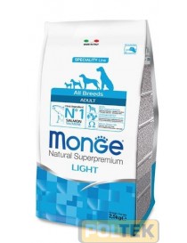 MONGE DOG ALL BREEDS LIGHT SALMONE RISO Kg 2,5