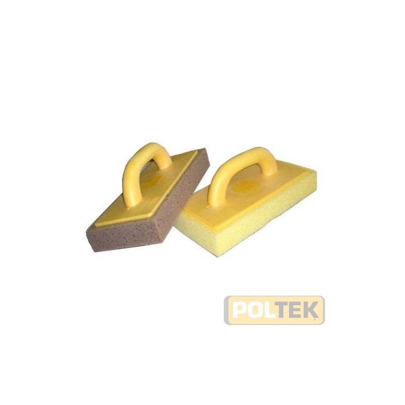 Frattazzo per pulizia piastrelle; base in alluminio manico in resina espansa. Spugna Poliflex tabacco.