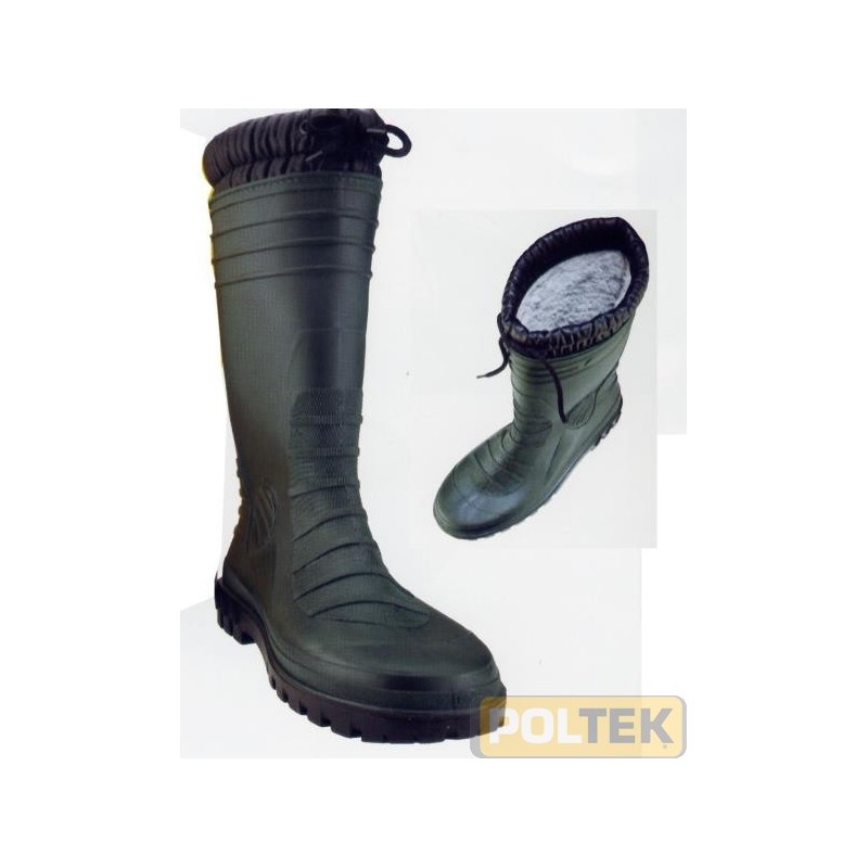 Stivali al ginocchio in PVC verde antifreddo, collarino imbottito con chiusura a laccio, ad alto grado di isolamento e conduzion