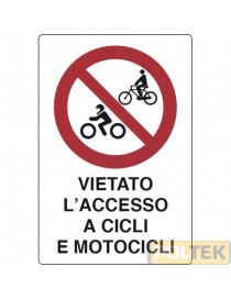 CARTELLO ALL. "VIETATO L'ACCESSO BICI E MOTO" cm 20x30