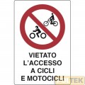 CARTELLO ALL. "VIETATO L'ACCESSO BICI E MOTO" cm 20x30