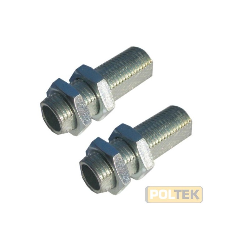 2 tubetti filettati e fresati (antirotazione), in ferro zincato, lunghezza 30mm - filetto M10X1, completi di quattro dadi esago