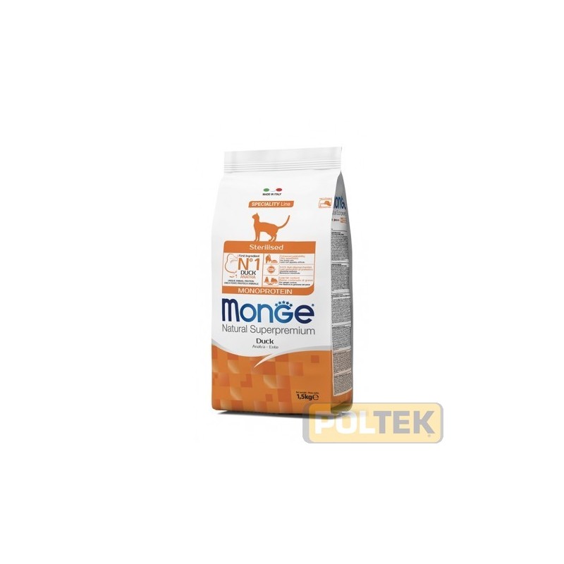 MONGE CAT NATURAL MONOPROTEICO STERILIZED DUCK kg.10
