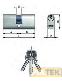 CILINDRO OMEC OVALE OTTONE NICHELATO mm 60