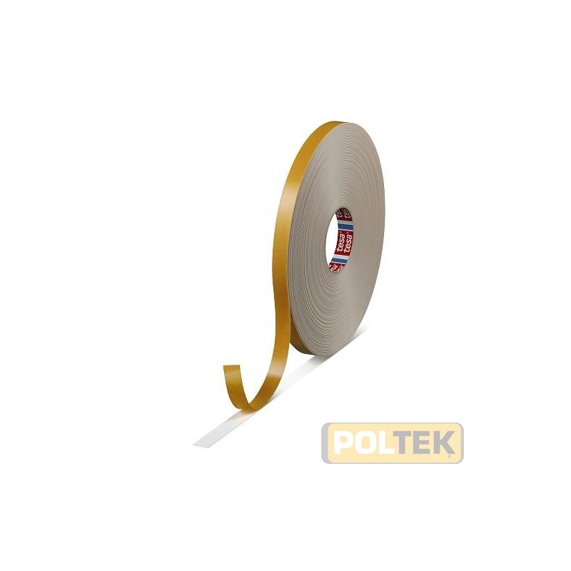 Nastro biadesivo composto da una schiuma PE a cellule chiuse altamente conformabile e un adesivo acrilico tackificato. Il nastro