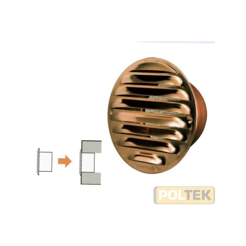 Griglia circolare da incasso in rame, con rete. Fornita con pellicola trasparente antigraffio.