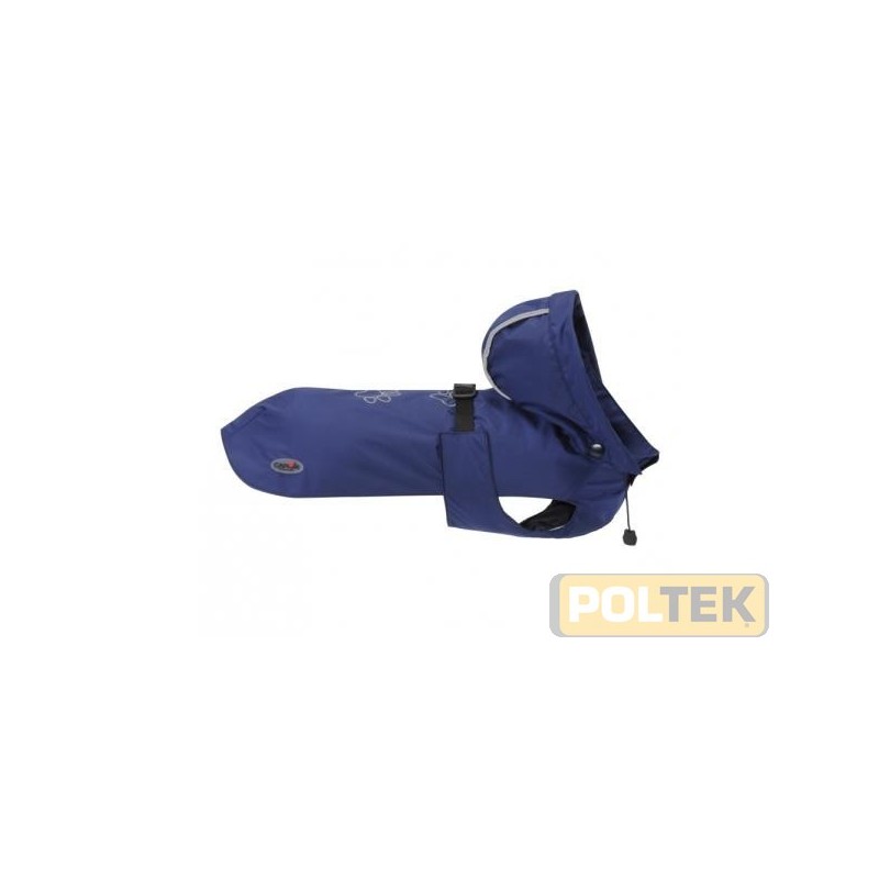Impermeabile leggero sfoderato water resistant, cappuccio staccabile con bottoni a pressione. Inserti catarifrangenti sul cappuc