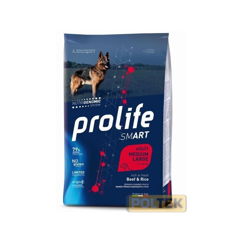 PROLIFE DOG SMART ADULT M/LARGE MANZO e RISO 12 KG