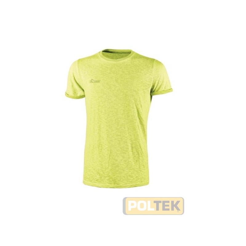 T-Shirt manica corta in 100% cotone fiammato in colori fluo. Tessuto di alta qualità in cotone con filato "slub cotton” (coto