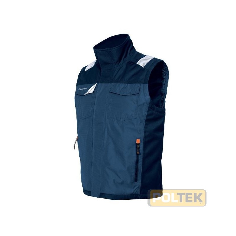 Gilet in tessuto molto resistente ideale per ambienti “esigenti” tipo l’edilizia; il capo è dotato di quattro tasche fron