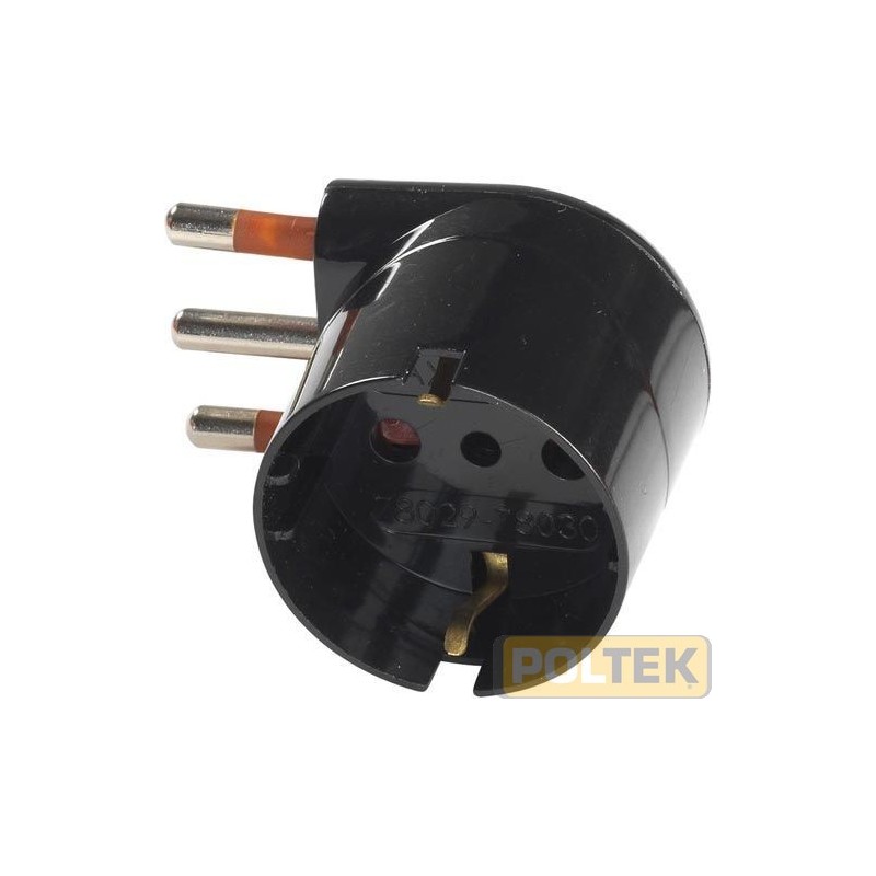 Tripla con spina 10A, 2 prese 10/16A e 1 presa schuko bivalente, con limitatore di corrente autoripistinabile - bianco