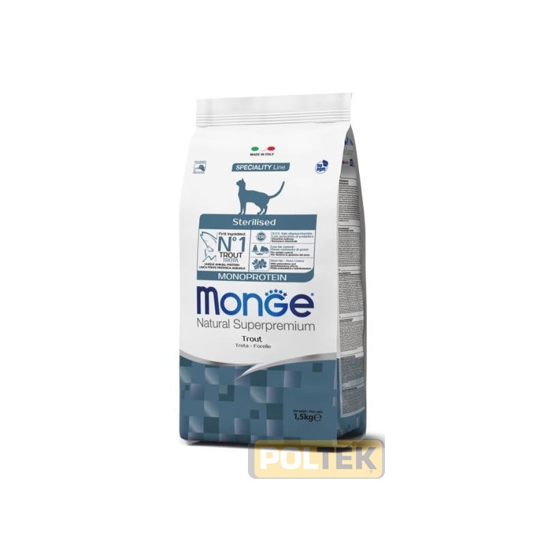 MONGE CAT NATURAL MONOPROTEICO STERILIZZATO TROTA kg.10