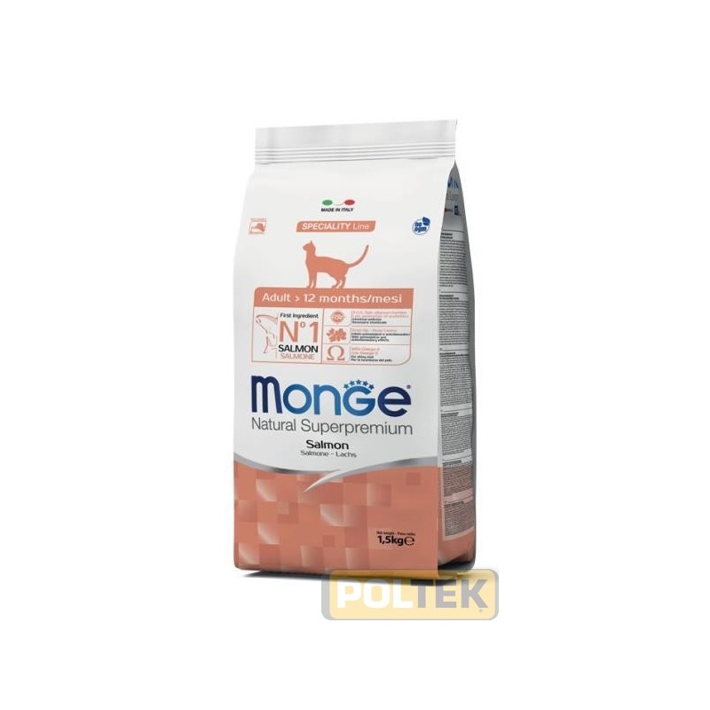 Monge Natural Superpremium Gatto Adulto Salmone è un alimento completo e bilanciato per gatti adulti. Formulato per il benesser