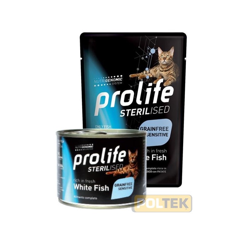 PROLIFE GATTO BUSTA 85g STERILISED GRAIN FREE PESCE BIANCO